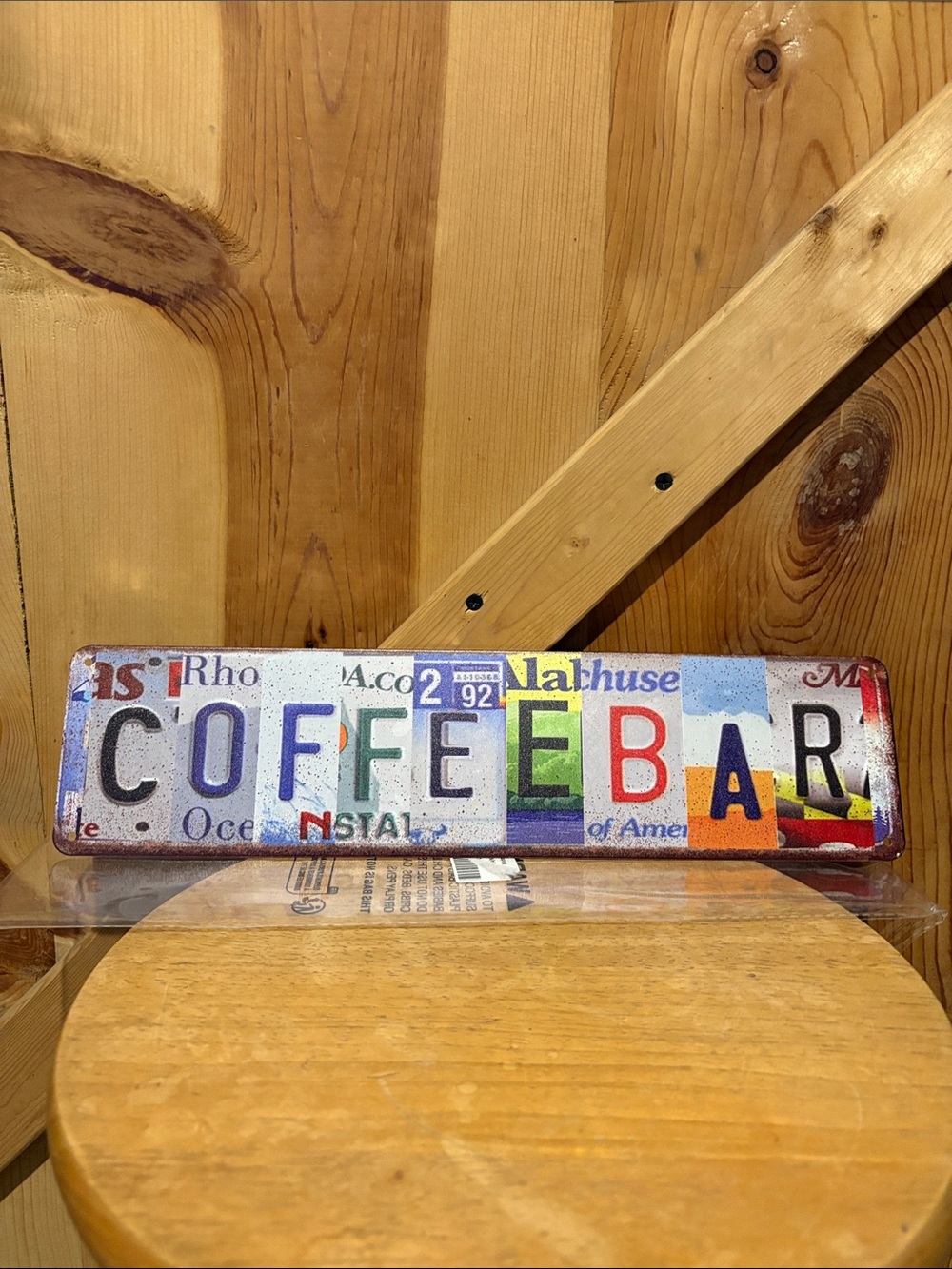 Metal Colorful 'COFFEE BAR' License Plate Sign